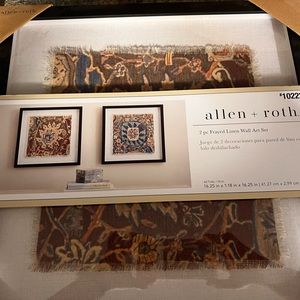 Set of two frayed lien wall art set. Brand new